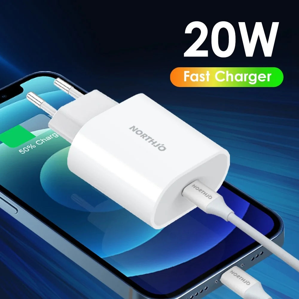 NORTHJO NOPD200101 Type-C Port Wall Charger PD 20W Phone Tablet Fast Charging Adapter - EU Plug/White - 5