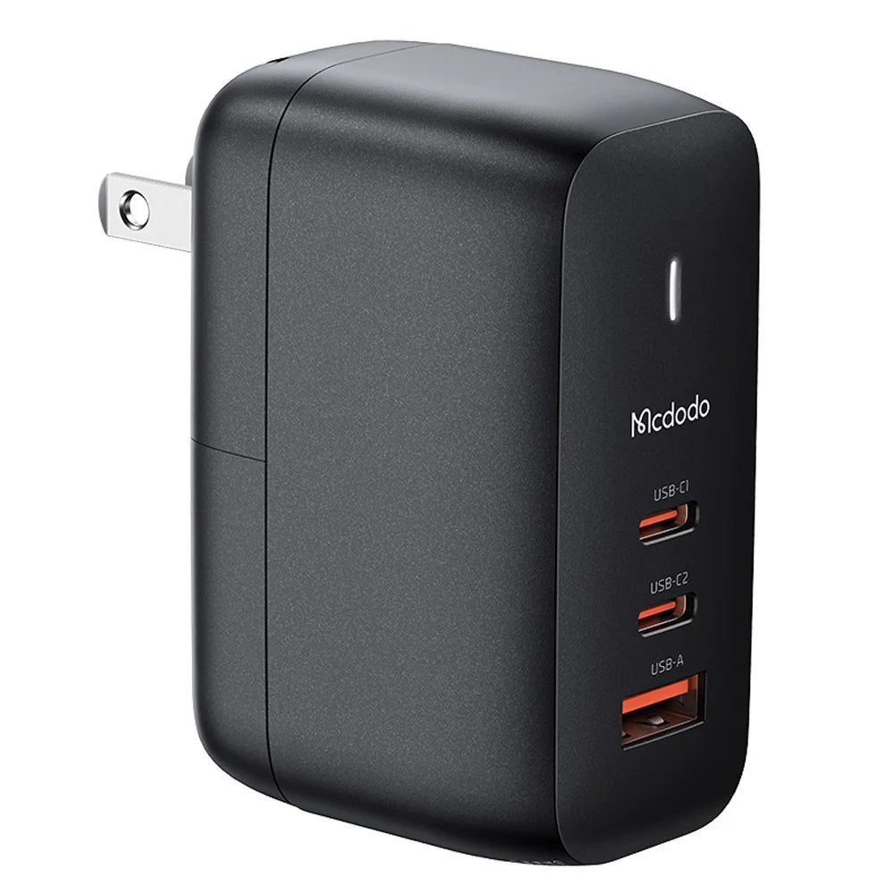 MCDODO CH-8442 MDD Mecha Series US Plug 65W GaN3.0 Dual Type-C+USB Travel Charger Adapter with Type-C Cable and EU+UK Plug - Black - 2