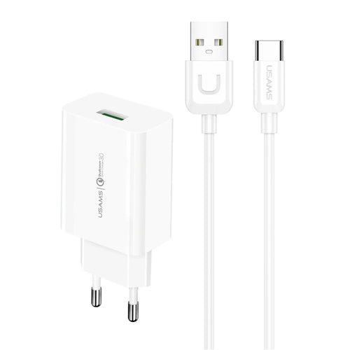 USAMS US-T48 T22 18W Fast Charging EU Plug Travel Charger + Type-C Cable Kit - 1