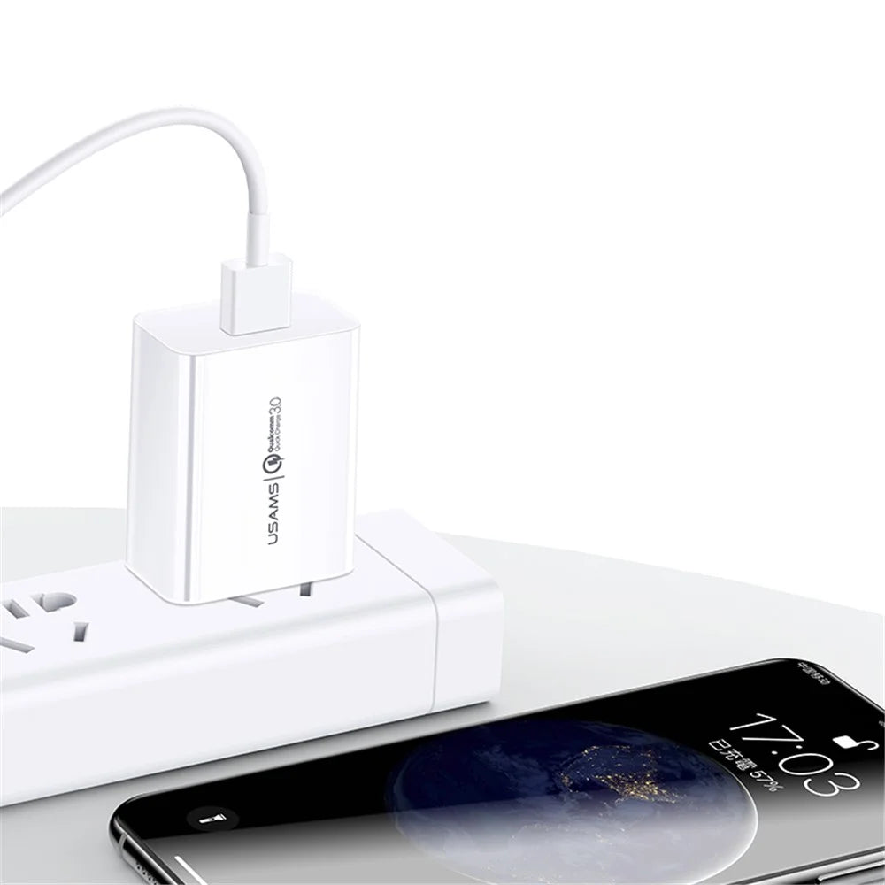 USAMS US-T48 T22 18W Fast Charging EU Plug Travel Charger + Type-C Cable Kit - 2