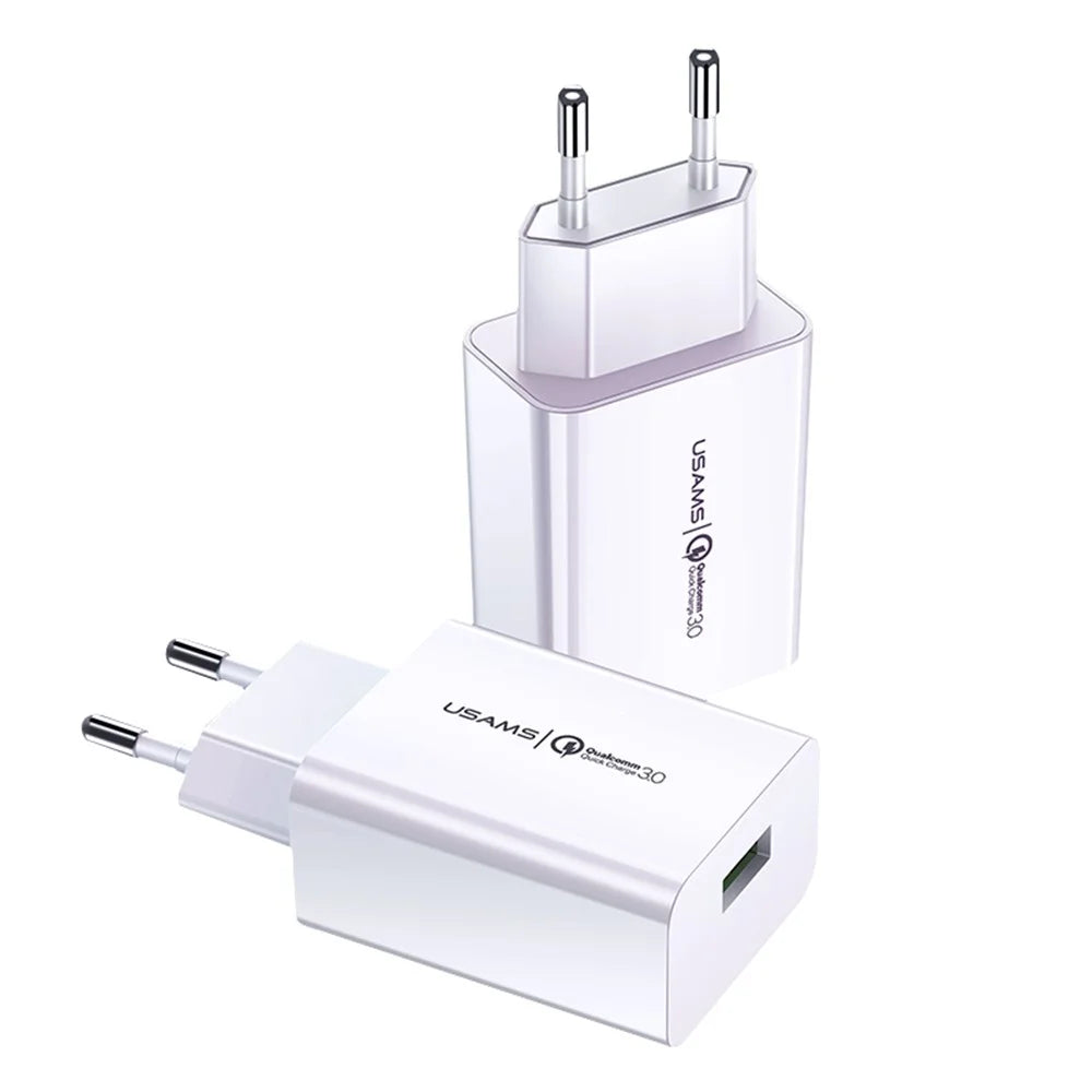 USAMS US-T48 T22 18W Fast Charging EU Plug Travel Charger + Type-C Cable Kit - 3