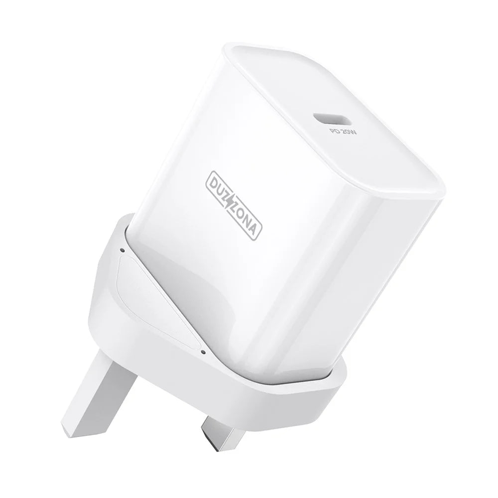 DUZZONA T3 PD 20W Wall Charger Fast Charging Adapter Type-C Single Port Travel Charger, UK Plug - 1