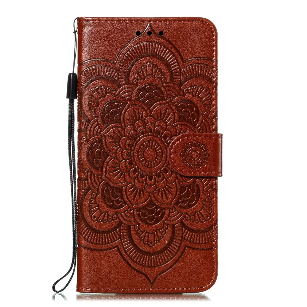 Imprint Mandala Flower Stand Wallet Leather Case Shell Cover for Samsung Galaxy Note 10 / Note 10 5G - Panda Plus / 10 Plus 5G - Bluswn - 2