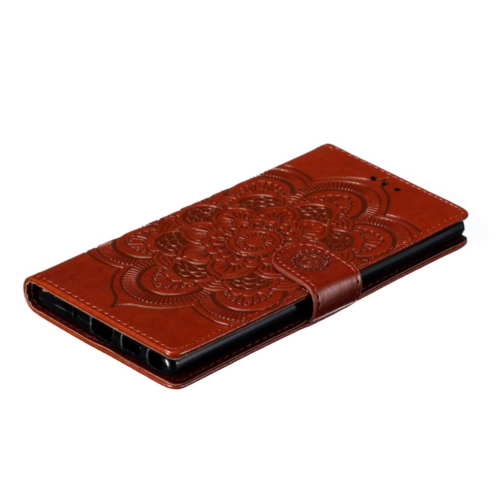Imprint Mandala Flower Stand Wallet Leather Case Shell Cover for Samsung Galaxy Note 10 / Note 10 5G - Panda Plus / 10 Plus 5G - Bluswn - 7