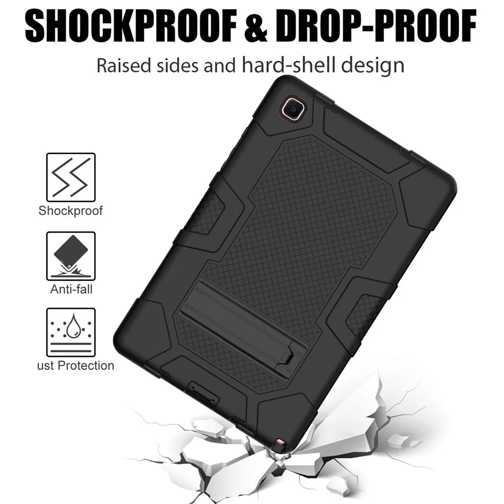 Slide-Out Kickstand Contrast Color PC TPU Silicone Tablet Case Cover for Samsung Galaxy Tab A7 10.4 (2020)  / (2022) T505 / T500 / T507 / T505N - All Black - 4