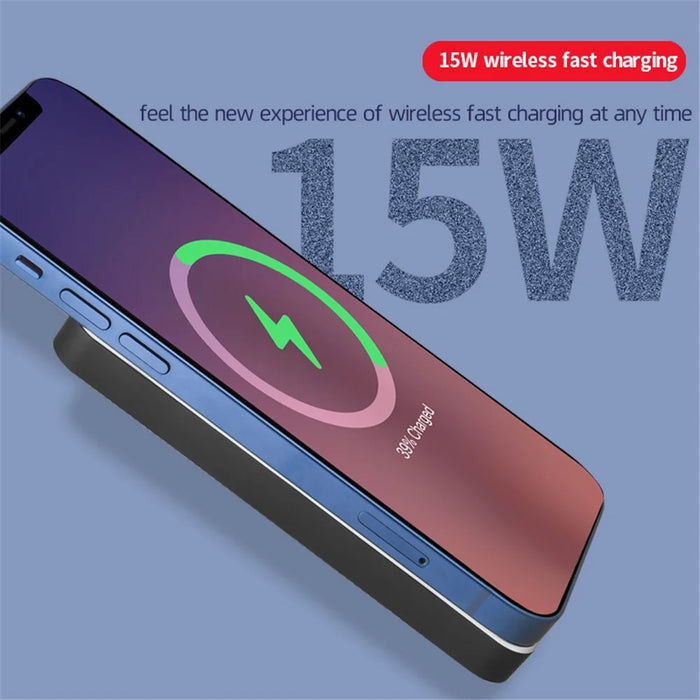 5000mAh Fast Charging Magnetic Wireless Charger External Battery Power Bank for iPhone 12 Series - Black - 3