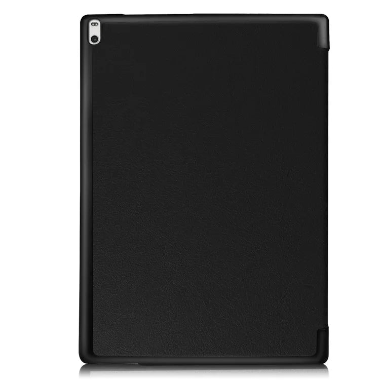 PU Leather Tablet Case for Lenovo Tab 4 10 Plus, Tri-fold Stand Hard PC Back Cover - Black - 3