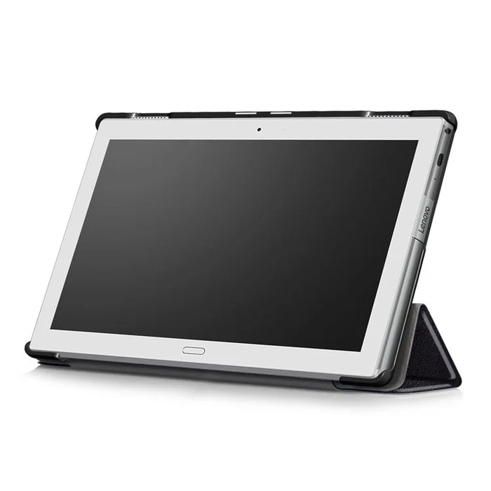 For Lenovo Tab 4 10 Plus (TB-X704F/N) Tri-fold Leather Stand Shell Accessory - Black - 5