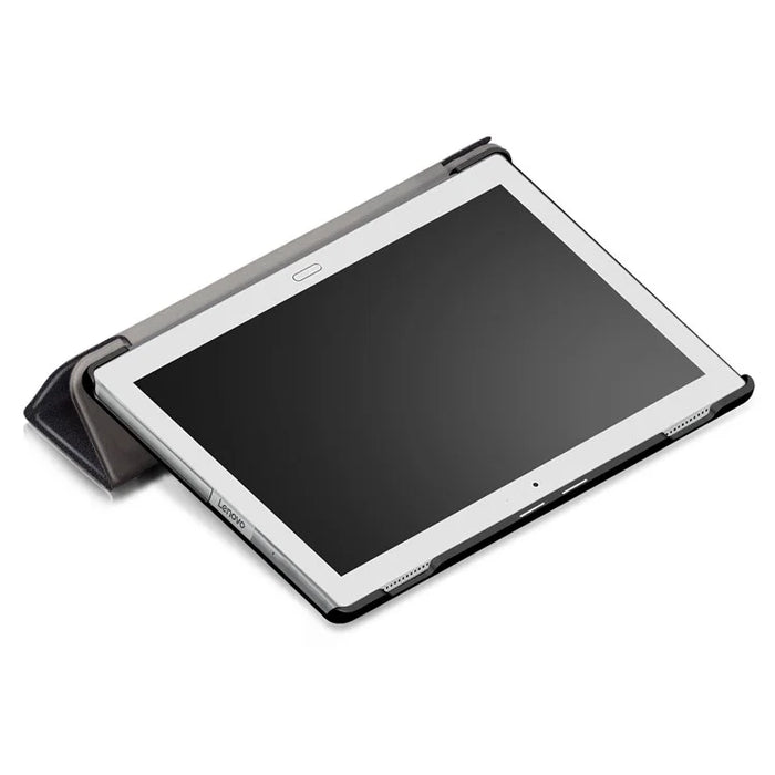 For Lenovo Tab 4 10 Plus (TB-X704F/N) Tri-fold Leather Stand Shell Accessory - Black - 7