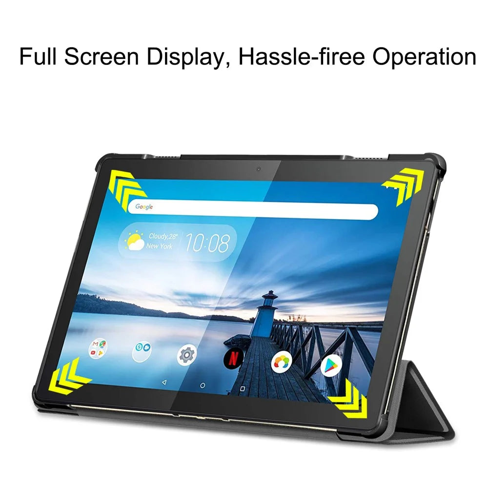 Tri-fold Stand Leather Case Narrow Bezel Design Dual-Angle Supporting Tablet Cover for Lenovo Tab M10 TB-X605F/TB-X505F - Black - 6