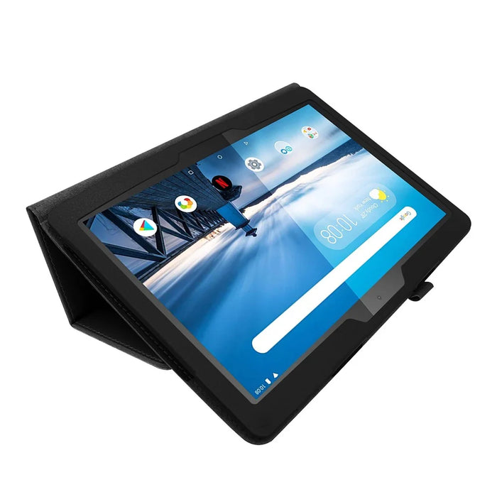 Anti-scratch Shockproof Litchi Texture Leather Stand Protective Phone Case Cover for Lenovo Tab M10 TB-X605F - Black - 4