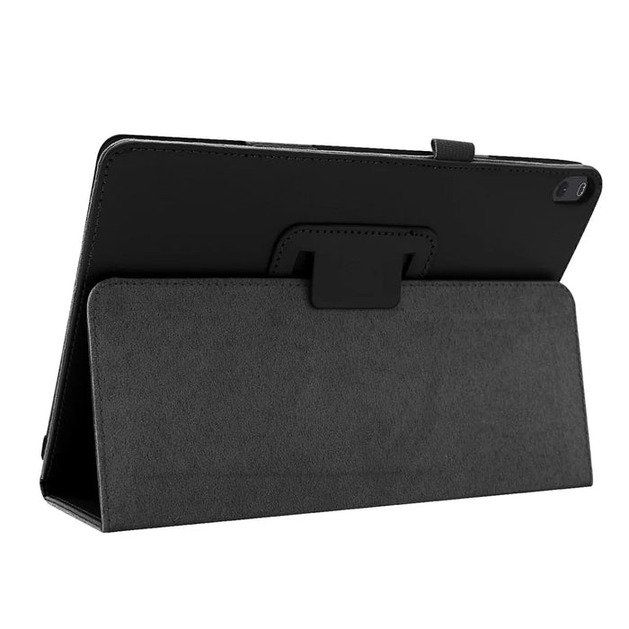 Anti-scratch Shockproof Litchi Texture Leather Stand Protective Phone Case Cover for Lenovo Tab M10 TB-X605F - Black - 6