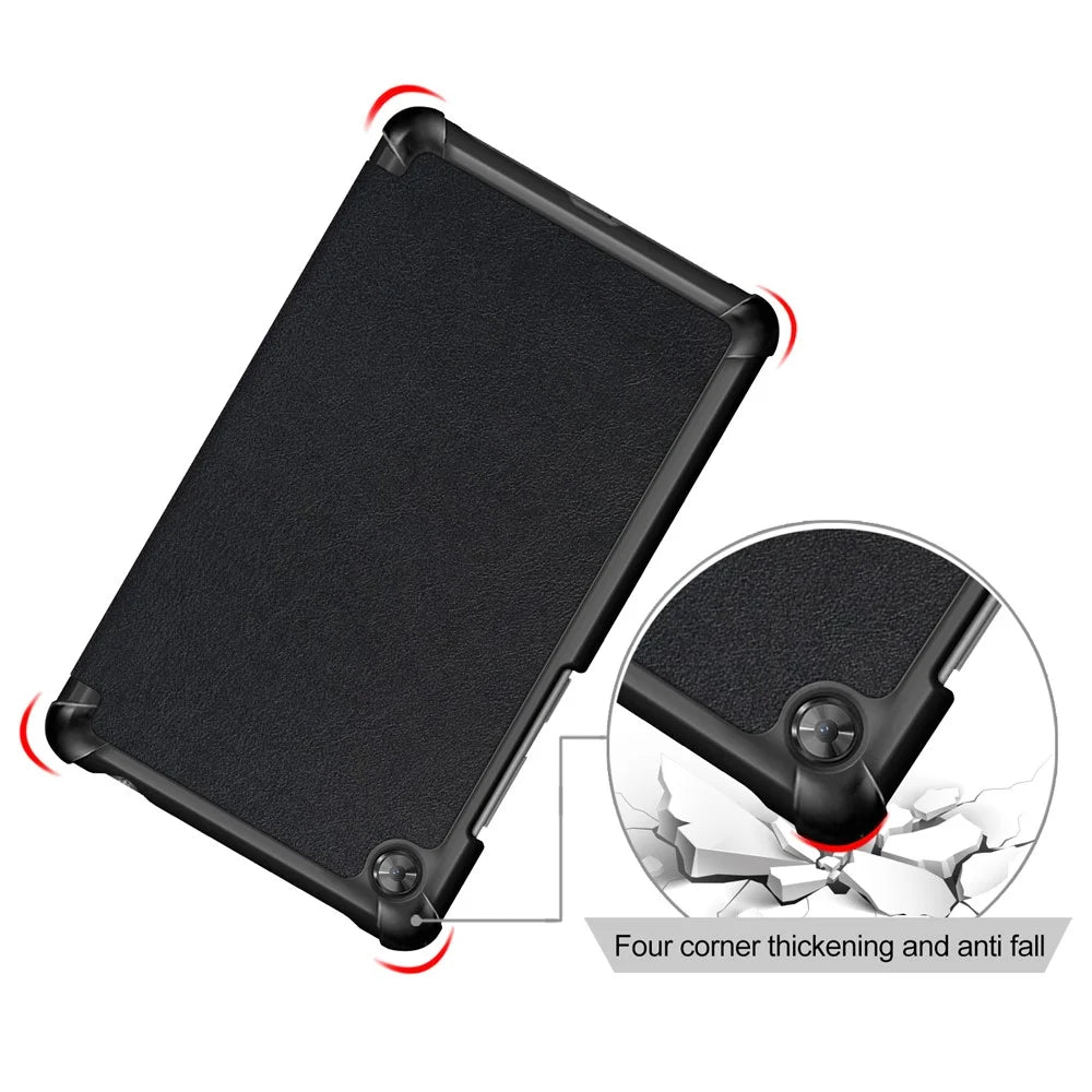 For  Lenovo Tab M7 (2nd Gen) TB-7305F / (3rd Gen) PU Leather Tablet Case Tri-fold Stand Scratch Resistant Flip Cover - Black - 7