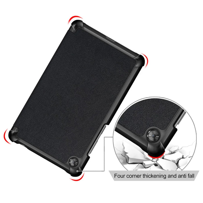 For  Lenovo Tab M7 (2nd Gen) TB-7305F / (3rd Gen) PU Leather Tablet Case Tri-fold Stand Scratch Resistant Flip Cover - Black - 7