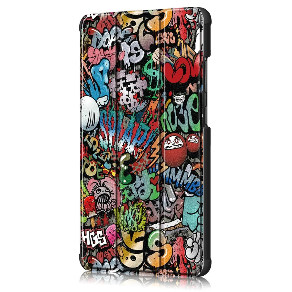 Patterned Tri-fold Stand Leather Smart Protective Tablet Case for  Lenovo Tab M7 (2nd Gen) TB-7305F / (3rd Gen) - Cartoon Pattern - 4