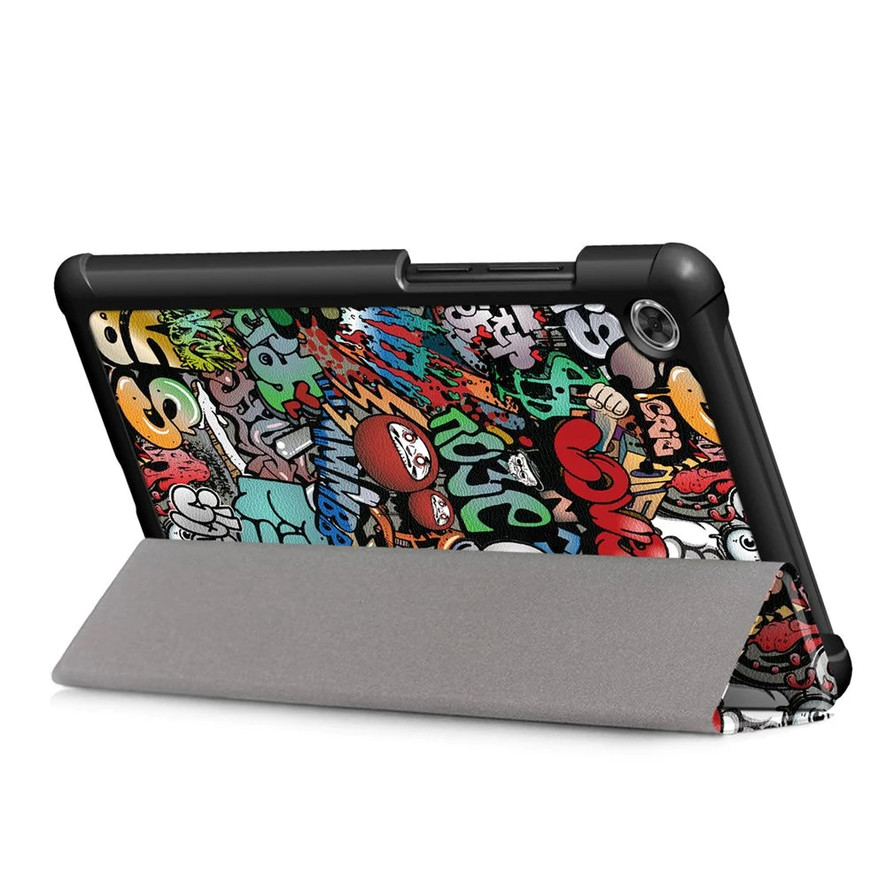 Patterned Tri-fold Stand Leather Smart Protective Tablet Case for  Lenovo Tab M7 (2nd Gen) TB-7305F / (3rd Gen) - Cartoon Pattern - 6