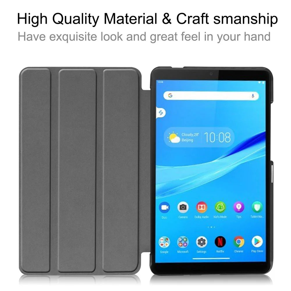 For Lenovo Tab M7 (2nd Gen) TB-7305F / (3rd Gen) Stable Tri-fold Stand Stand Tablet Cover Textured Surface PU Leather Tablet Case with Dual Viewing Angles for  Lenovo Tab M7 (2nd Gen) TB-7305F / (3rd Gen) - Blue - 5