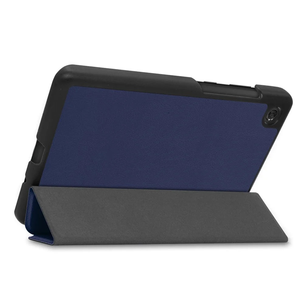 For Lenovo Tab M7 (2nd Gen) TB-7305F / (3rd Gen) Stable Tri-fold Stand Stand Tablet Cover Textured Surface PU Leather Tablet Case with Dual Viewing Angles for  Lenovo Tab M7 (2nd Gen) TB-7305F / (3rd Gen) - Blue - 6