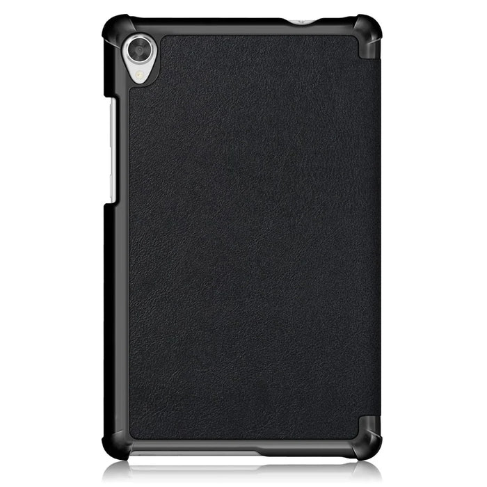 Litch Skin PU Leather Tri-fold Stand Tablet Case for Lenovo Tab M8 TB-8505 - Black - 3