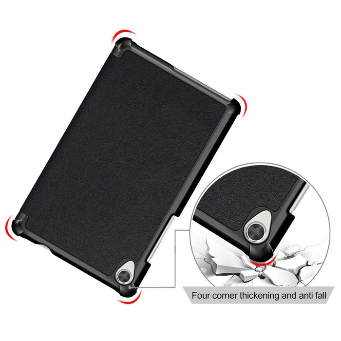 Litch Skin PU Leather Tri-fold Stand Tablet Case for Lenovo Tab M8 TB-8505 - Black - 5