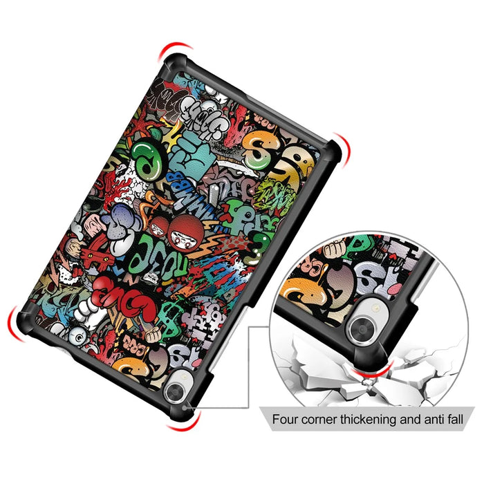 Pattern Printing Tri-fold Stand Leather Case for Lenovo Tab M8 TB-8505 - Cartoon Graffiti - 5