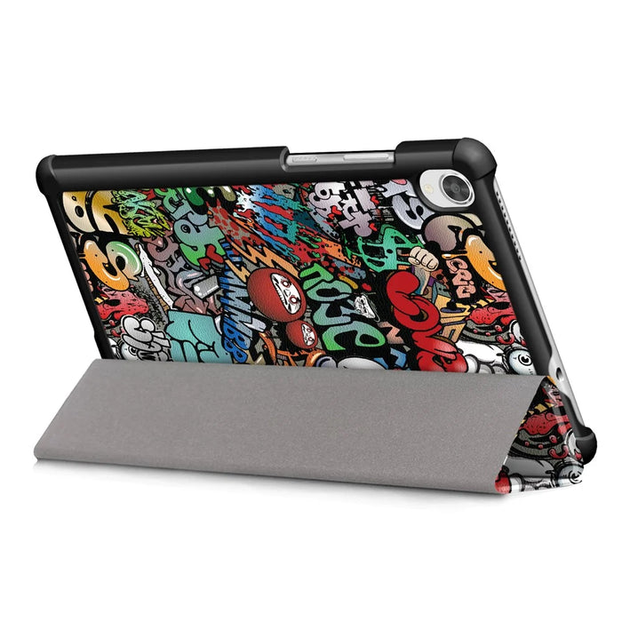 Pattern Printing Tri-fold Stand Leather Case for Lenovo Tab M8 TB-8505 - Cartoon Graffiti - 7