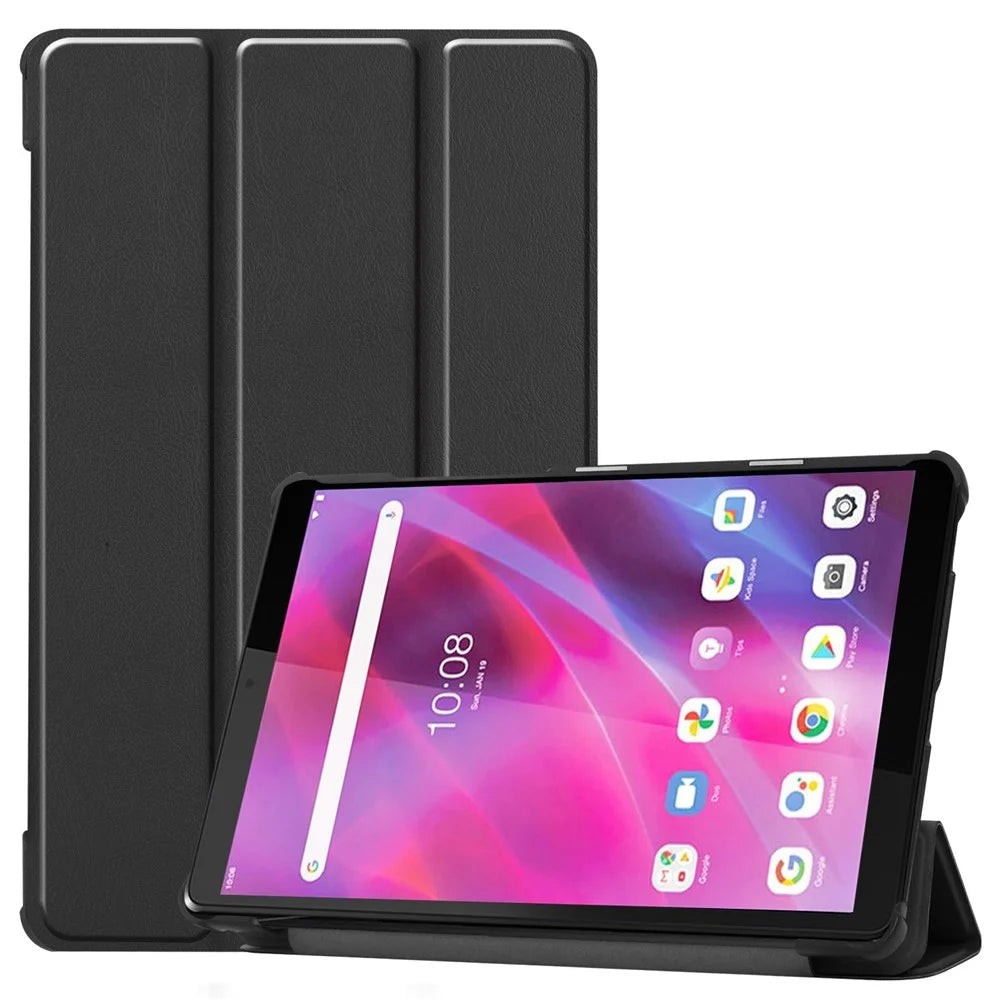 Stable Tri-fold Stand Stand Leather Tablet Covering Protection Case for Lenovo Tab M8 TB-8505X - Black - 1