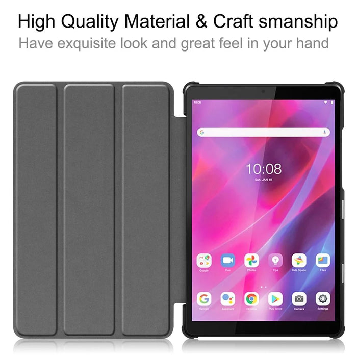 Stable Tri-fold Stand Stand Leather Tablet Covering Protection Case for Lenovo Tab M8 TB-8505X - Black - 2