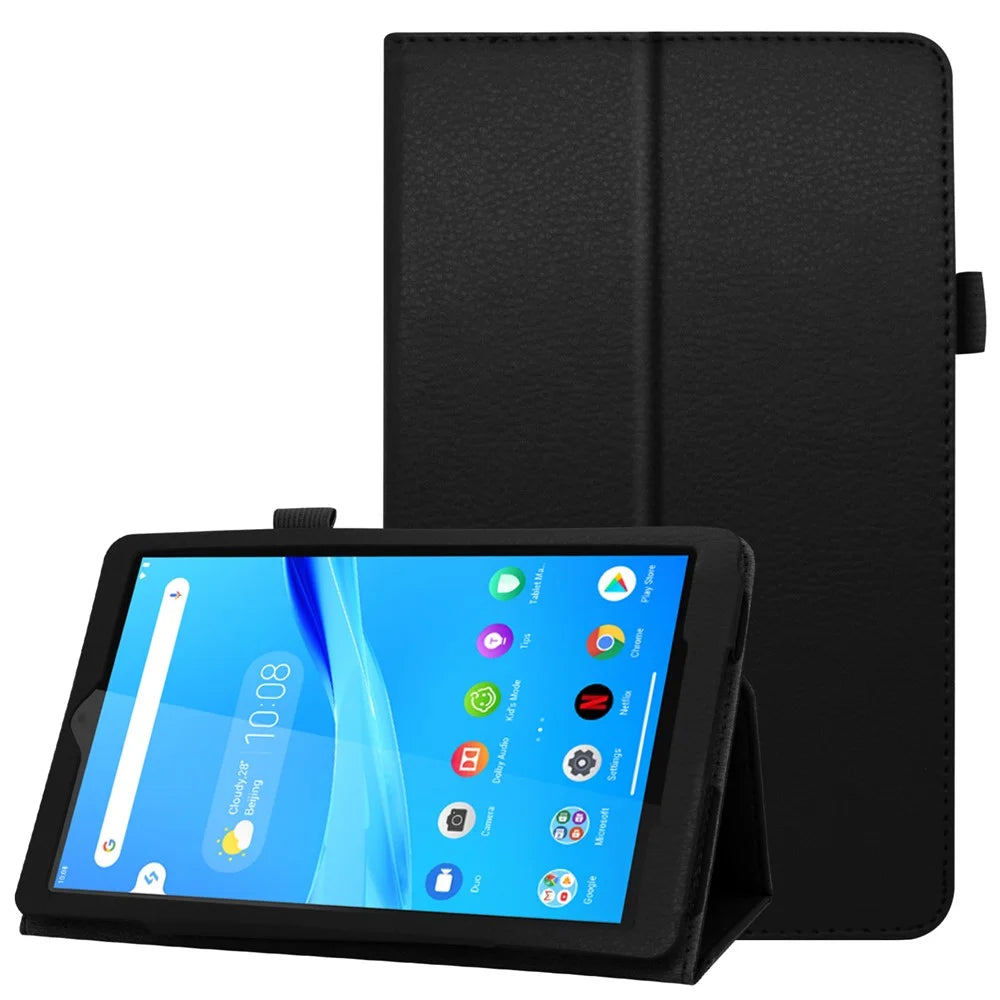 For Lenovo Tab M8/Tab M8 (2nd Gen) Litchi Texture Leather Case Tablet Cover - Black - 1