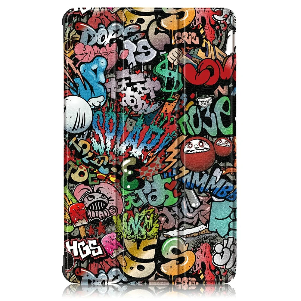 Printing Surface Tri-fold PU Leather Smart Cover for Lenovo Tab M8 (1st Gen) HD8505/M8 (2nd Gen) HD8705 - Graffiti Pattern - 2