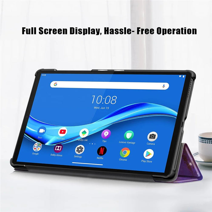 Pattern Printing Leather Smart Case Dual-Angle Tri-fold Stand Auto-Wake/Sleep Tablet Cover for Lenovo Smart Tab M10 FHD Plus/Tab M10 Plus TB-X606F - Galaxy Pattern - 5