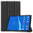 Tri-fold Leather Stand Case Textured PU Leather + PC Full Protective Tablet Case for Lenovo Tab M10 Plus TB-X606F - Black - 1