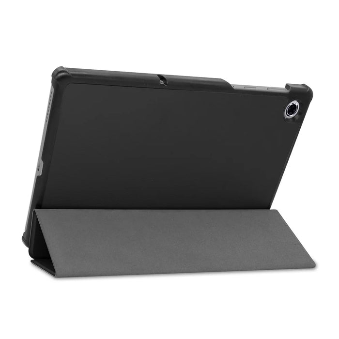 Tri-fold Leather Stand Case Textured PU Leather + PC Full Protective Tablet Case for Lenovo Tab M10 Plus TB-X606F - Black - 6
