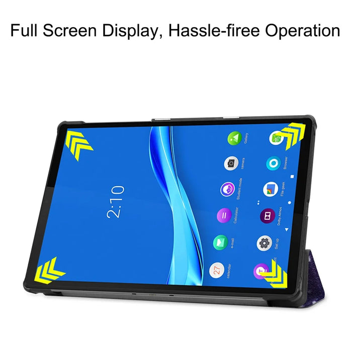 Pattern Printing Tri-fold Leather Stand Case Anti-scratch Shockproof Tablet Cover Shell for Lenovo Tab M10 Plus TB-X606F - Galaxy Pattern - 4