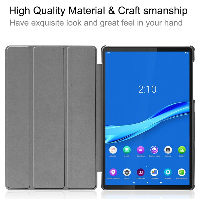 Pattern Printing Tri-fold Leather Stand Case Anti-scratch Shockproof Tablet Cover Shell for Lenovo Tab M10 Plus TB-X606F - Galaxy Pattern - 5