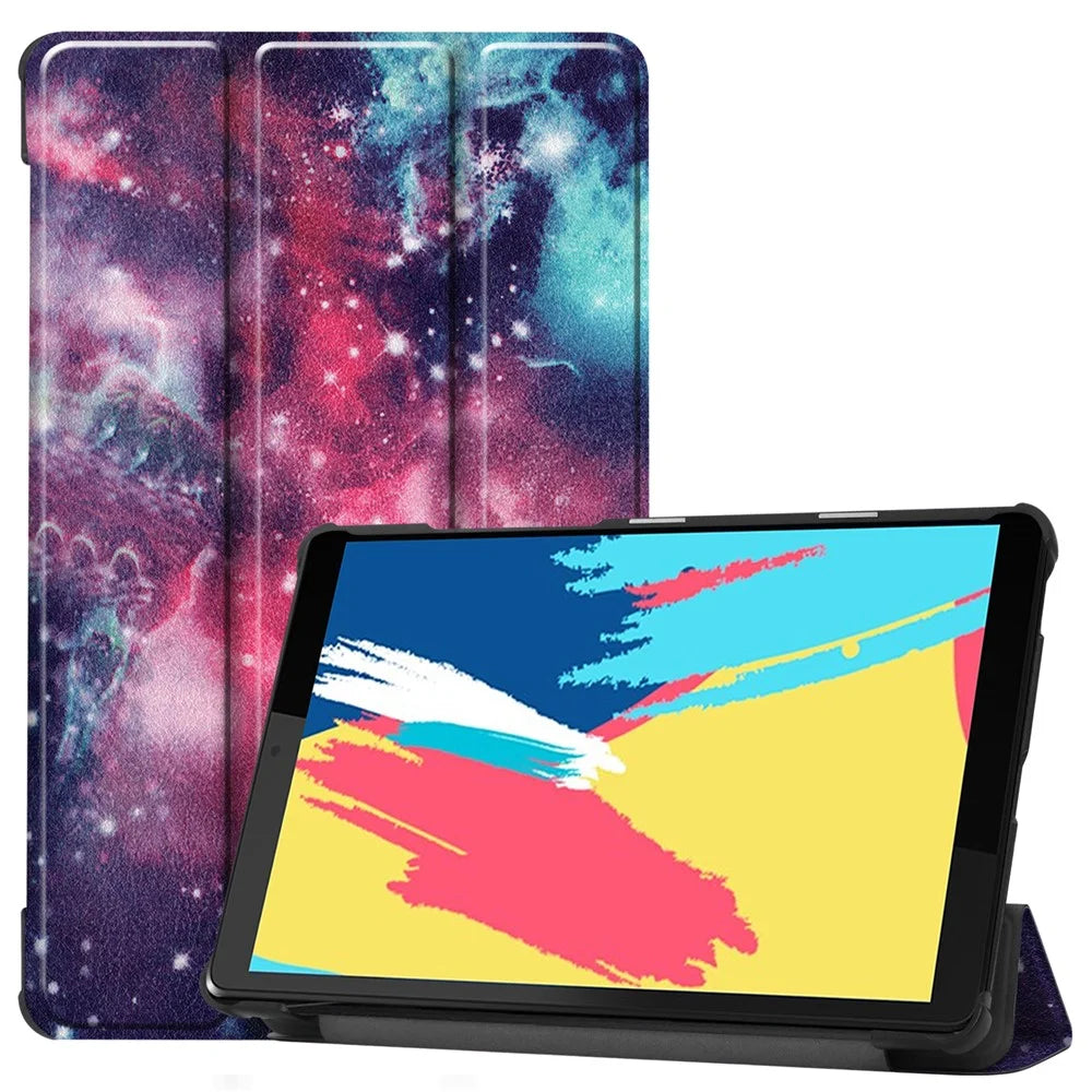 Pattern Printing Leather Tri-fold Stand Tablet Case Cover for Lenovo Tab M8 - Starry Sky - 1
