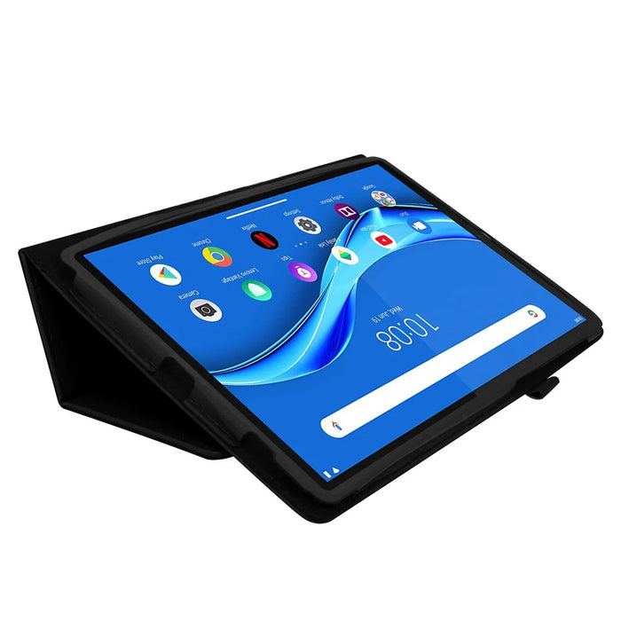 For Lenovo Tab M10 Plus TB-X606F PU Leather Case Shockproof Flip Tablet Cover with Stand Elastic Pencil Holder - Black - 2