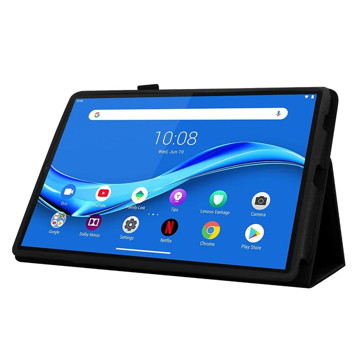 For Lenovo Tab M10 Plus TB-X606F PU Leather Case Shockproof Flip Tablet Cover with Stand Elastic Pencil Holder - Black - 3