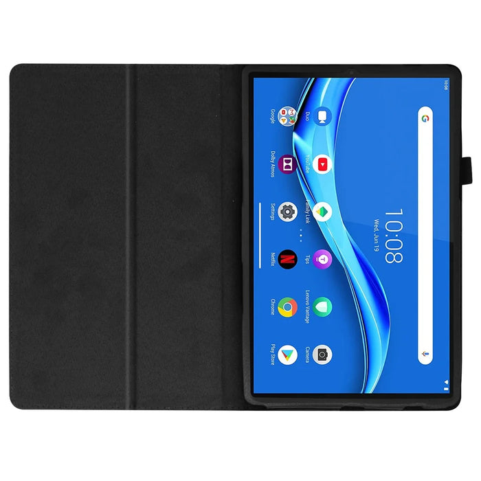 For Lenovo Tab M10 Plus TB-X606F PU Leather Case Shockproof Flip Tablet Cover with Stand Elastic Pencil Holder - Black - 5