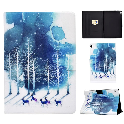 Pattern Printing Leather Stand Tablet Cover for Lenovo Tab M10 TB-X605F - Forest and Elk - 1