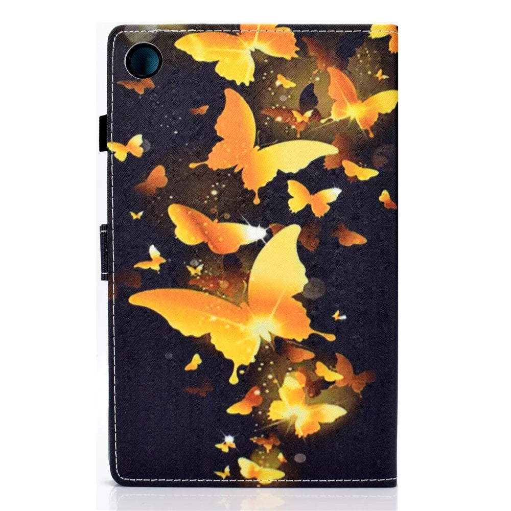 Pattern Printing Stand Card Holder Leather Tablet Case for Lenovo Tab M10 Plus TB-X606F - Gold Butterflies - 3