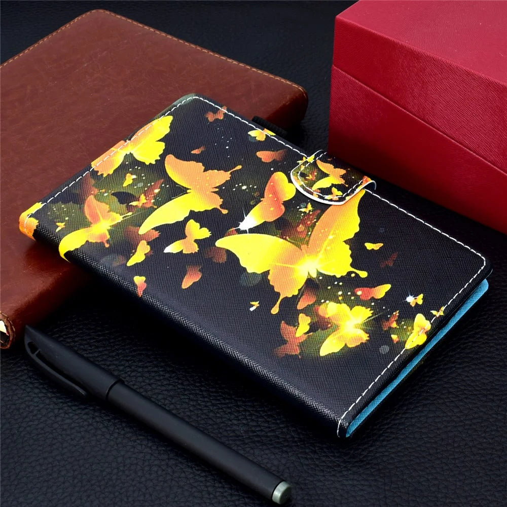 Pattern Printing Stand Card Holder Leather Tablet Case for Lenovo Tab M10 Plus TB-X606F - Gold Butterflies - 5
