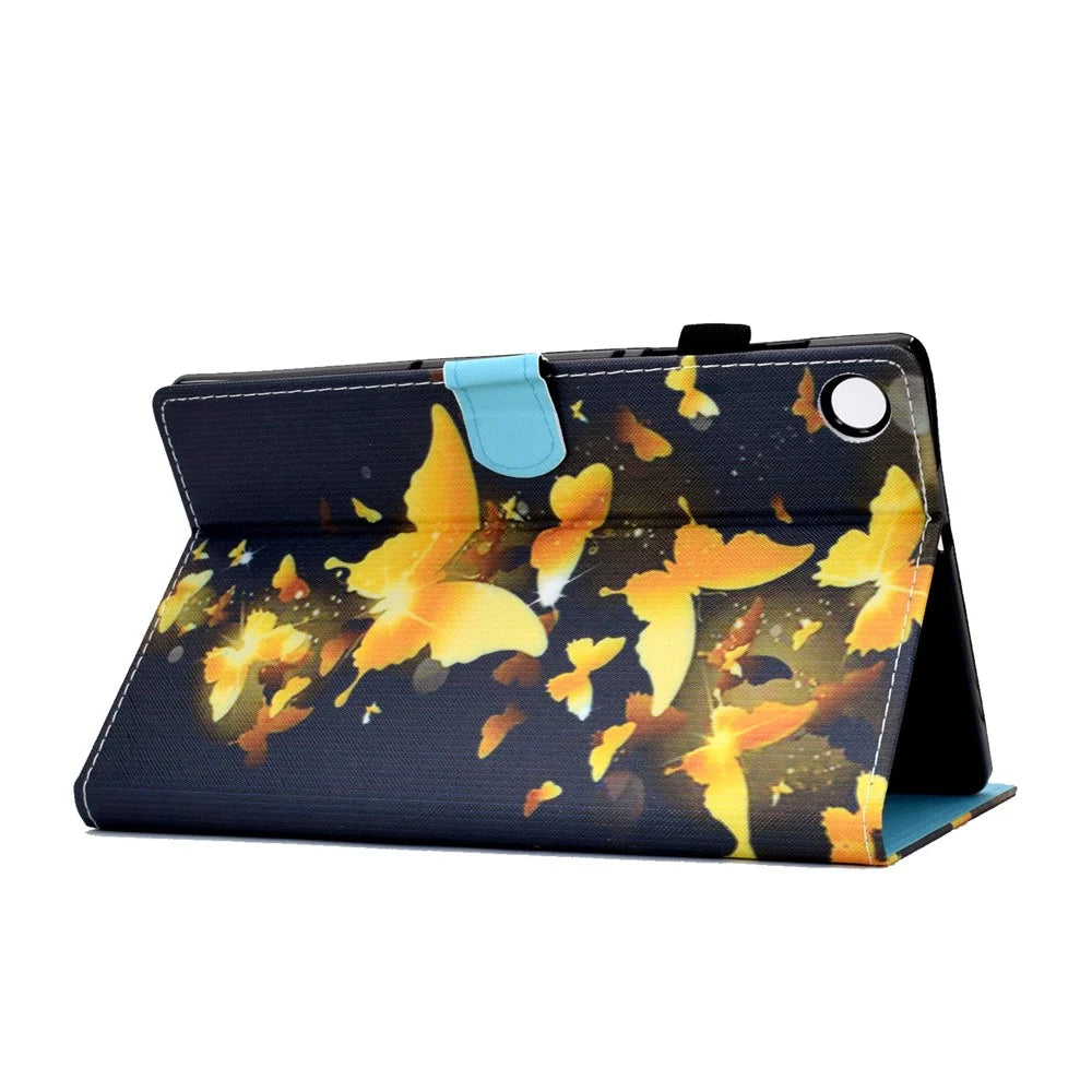 Pattern Printing Stand Card Holder Leather Tablet Case for Lenovo Tab M10 Plus TB-X606F - Gold Butterflies - 6