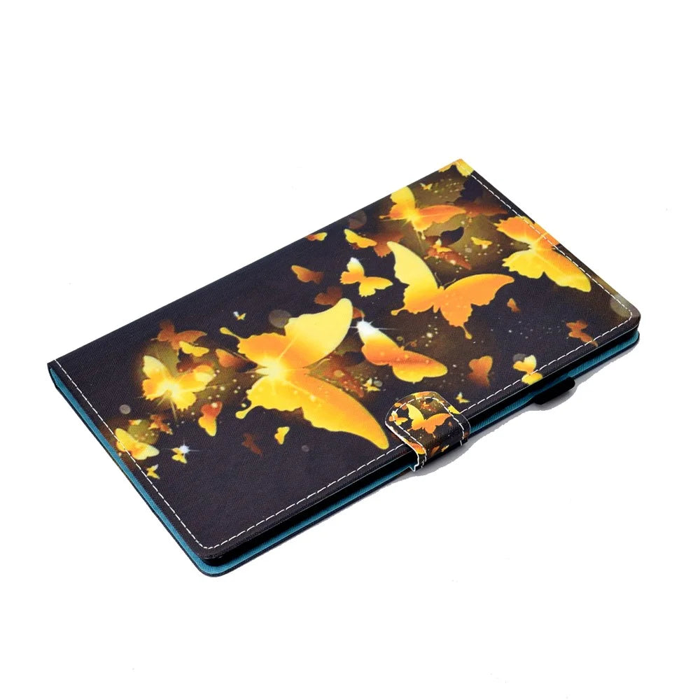Pattern Printing Stand Card Holder Leather Tablet Case for Lenovo Tab M10 Plus TB-X606F - Gold Butterflies - 7