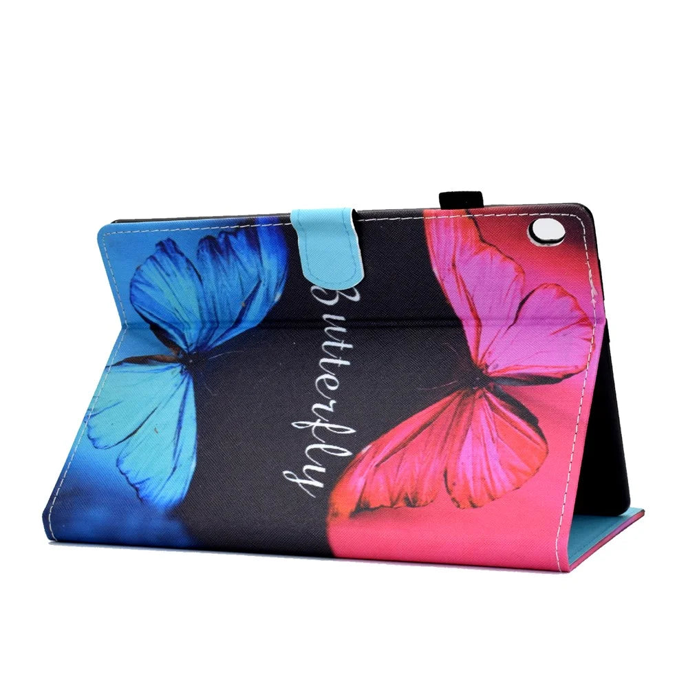 Pattern Printing Leather Card Holder Tablet Case for Lenovo Tab M10 TB-X605F - Butterfly - 4