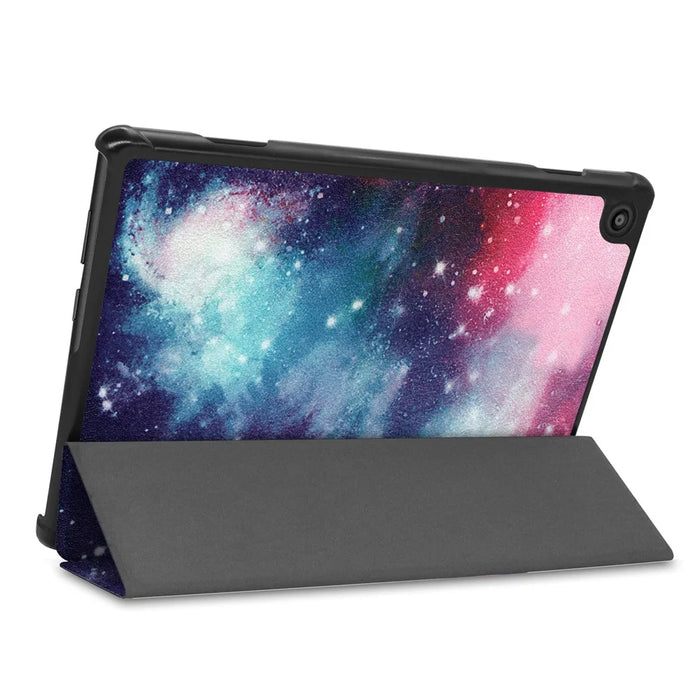 Pattern Printing Leather Tri-fold Tablet Flip Cover for Lenovo M10 FHD REL TB-X605FC - Starry Sky - 4
