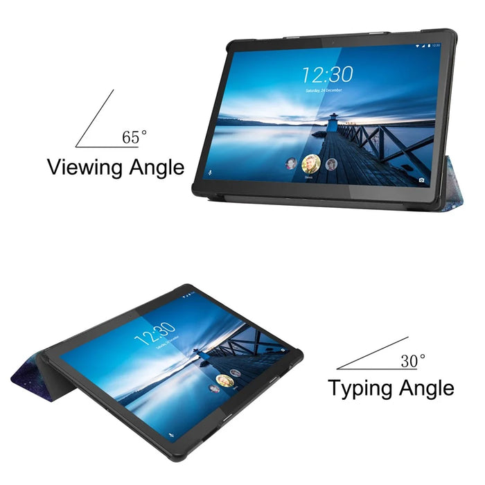 Pattern Printing Leather Tri-fold Tablet Flip Cover for Lenovo M10 FHD REL TB-X605FC - Starry Sky - 6
