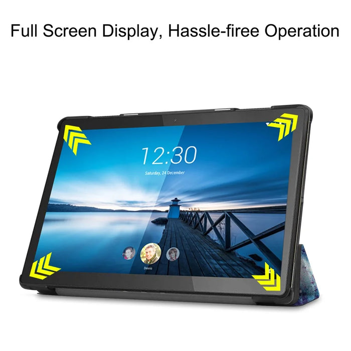 Pattern Printing Leather Tri-fold Tablet Flip Cover for Lenovo M10 FHD REL TB-X605FC - Starry Sky - 7