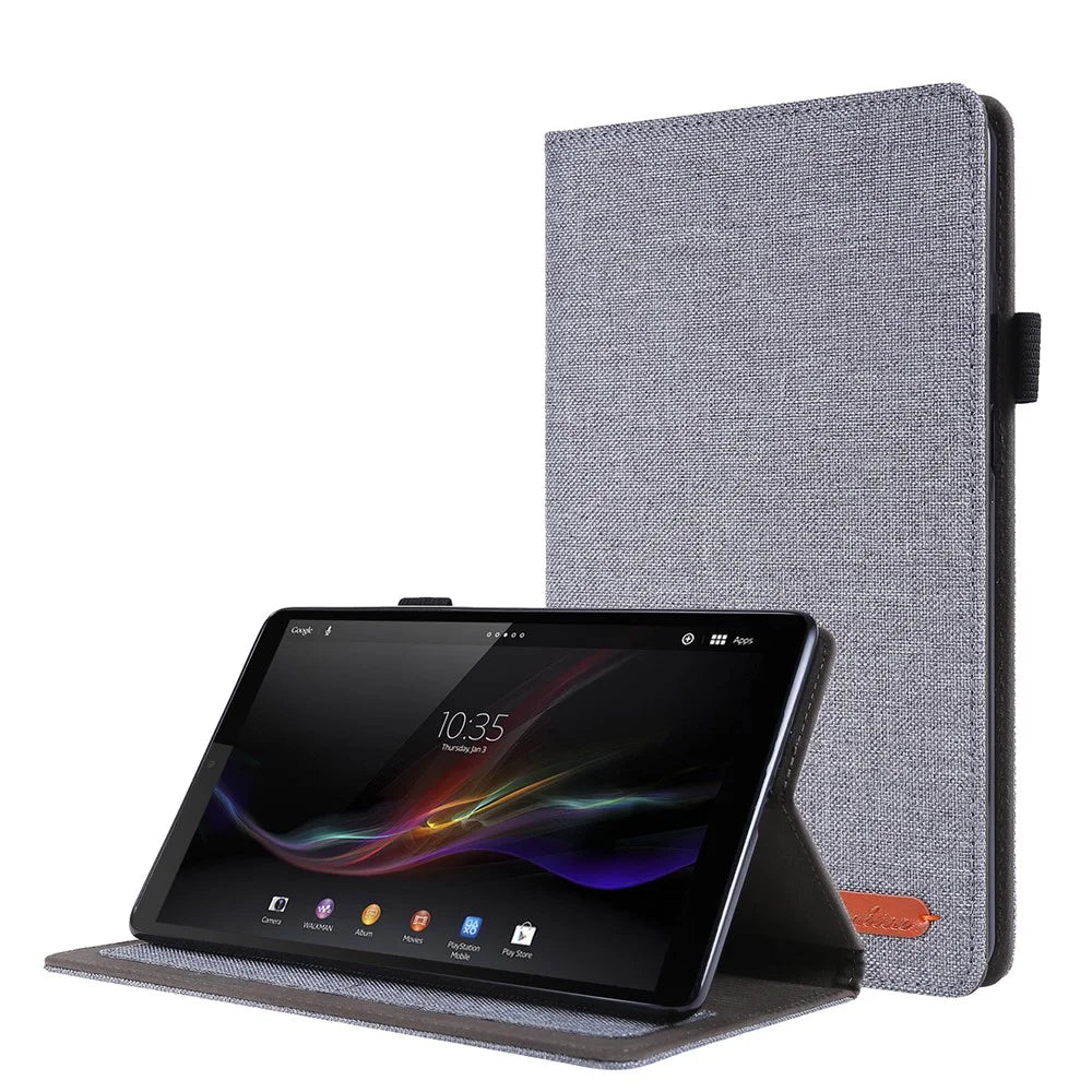 Cloth Texture Card Slots Stand Leather Cover for Lenovo Tab M8/Tab M8 (2nd Gen) - Grey - 1