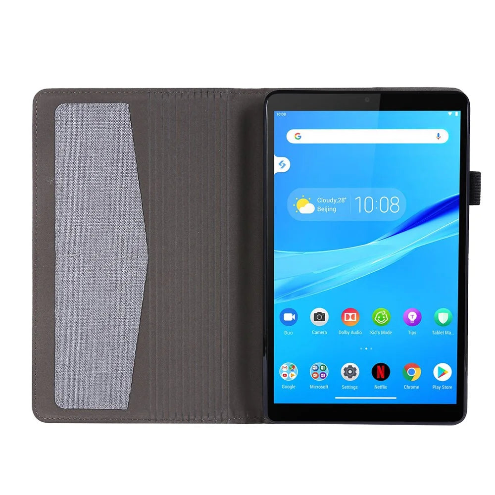 Cloth Texture Card Slots Stand Leather Cover for Lenovo Tab M8/Tab M8 (2nd Gen) - Grey - 3